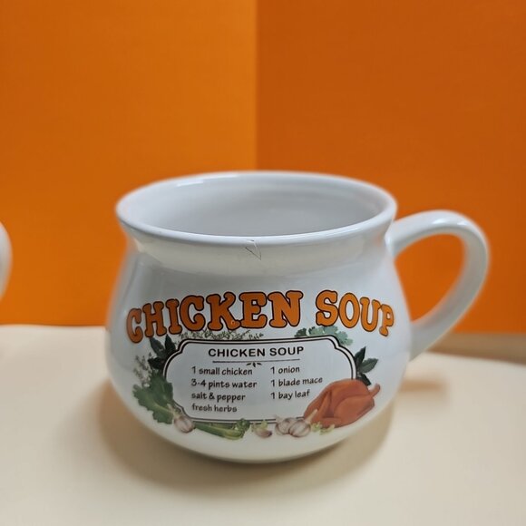 Set of 2 Dat'l Do It Tomato & Chicken Soup Recipe Mug Cup Bowl with handle 14 oz - Picture 6 of 9